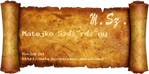 Matejko Szörény névjegykártya